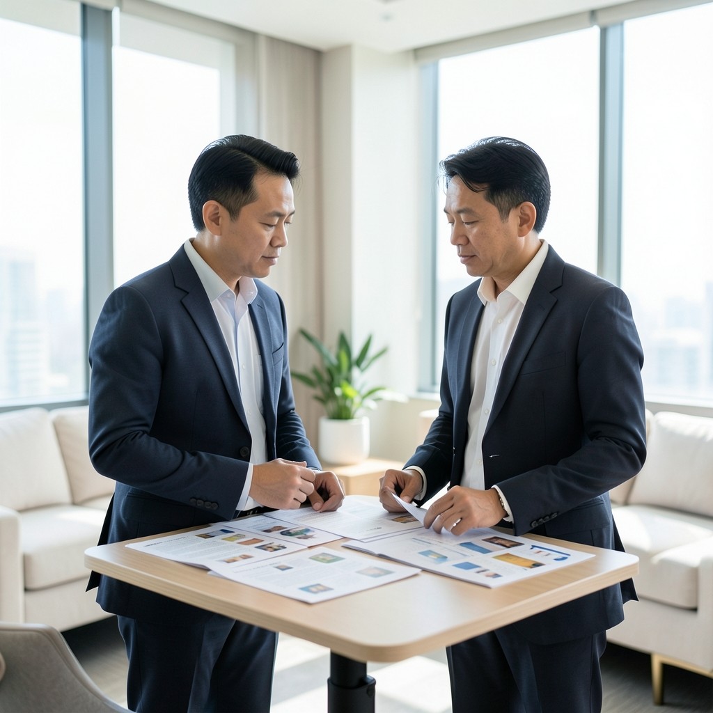 Hubworkbase advisors in discussion around printed retail category materials